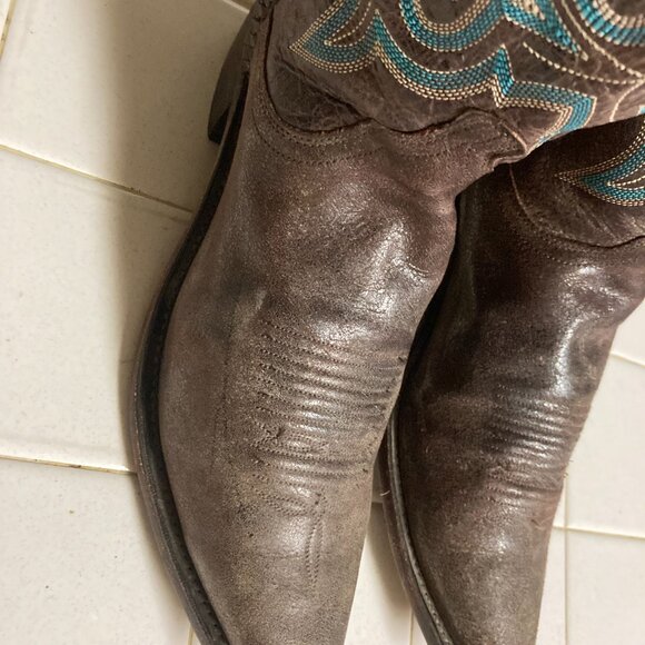 Lucchese Handmade Cowboy Boots Size 10.5 D Snip Toe Blue Embroidery main image 11